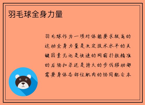 羽毛球全身力量